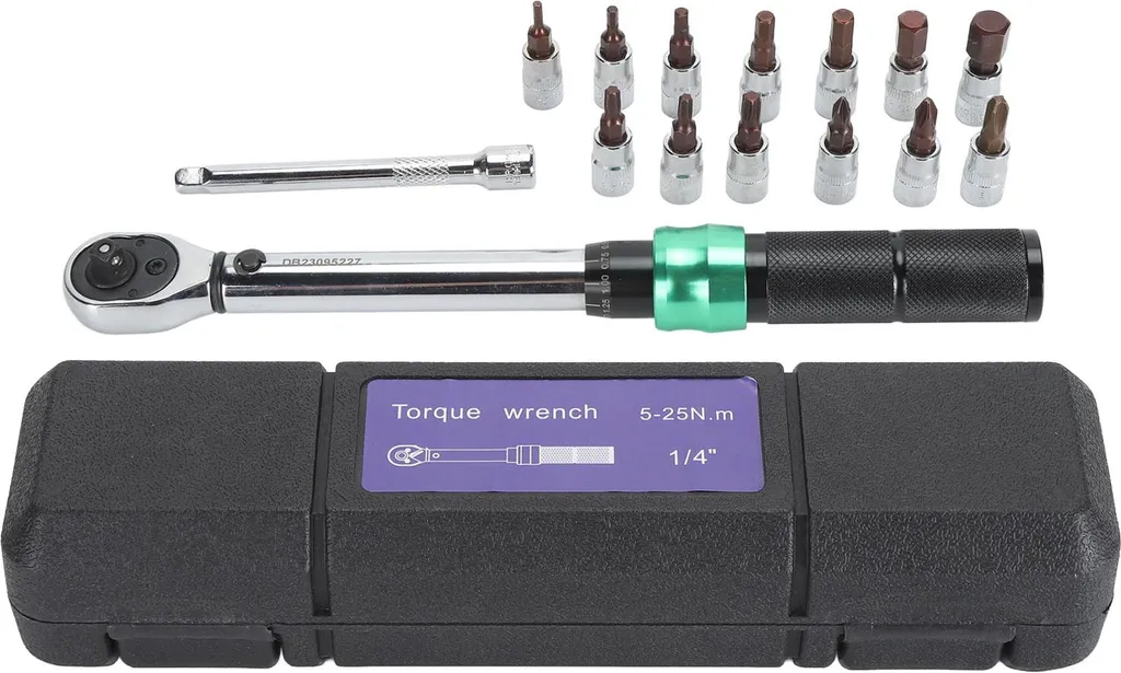 Kit clés à torsion pour entretien vélo et petite mécanique 1/4" noir