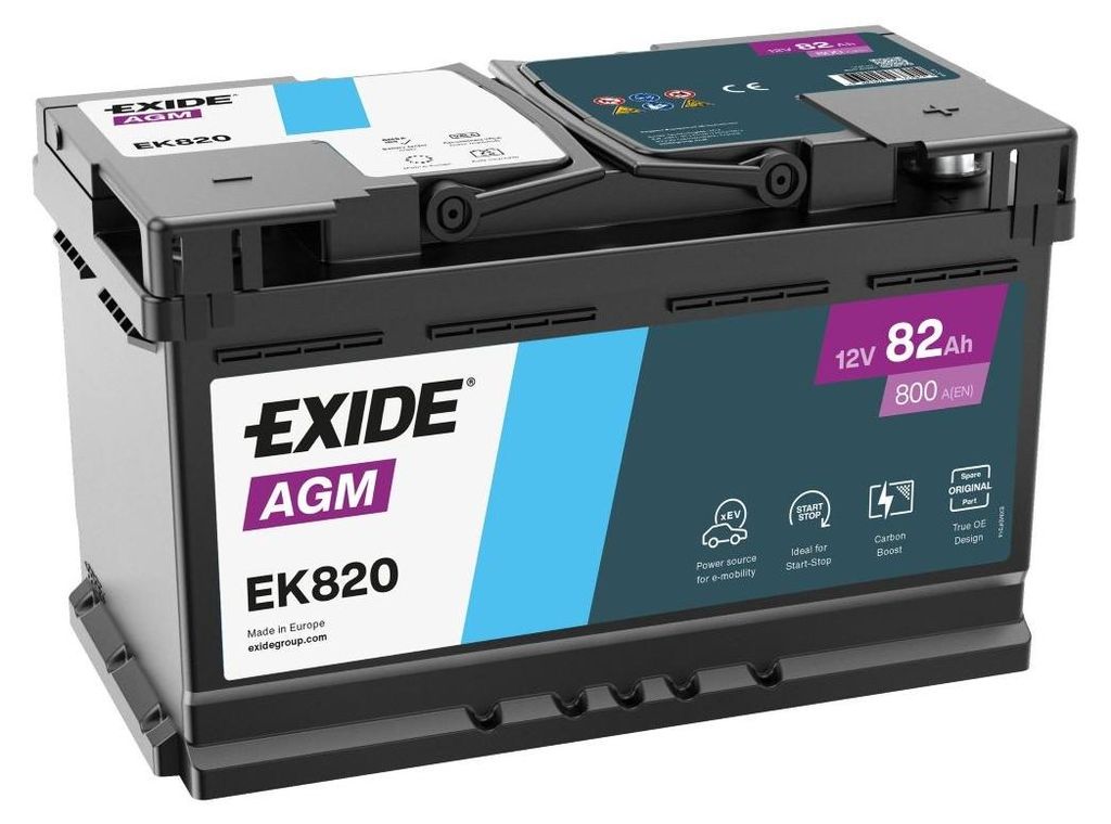 Exide EK820, AGM (Absorbierende Glasmatte), 82 Ah, 12 V, Produktbild 