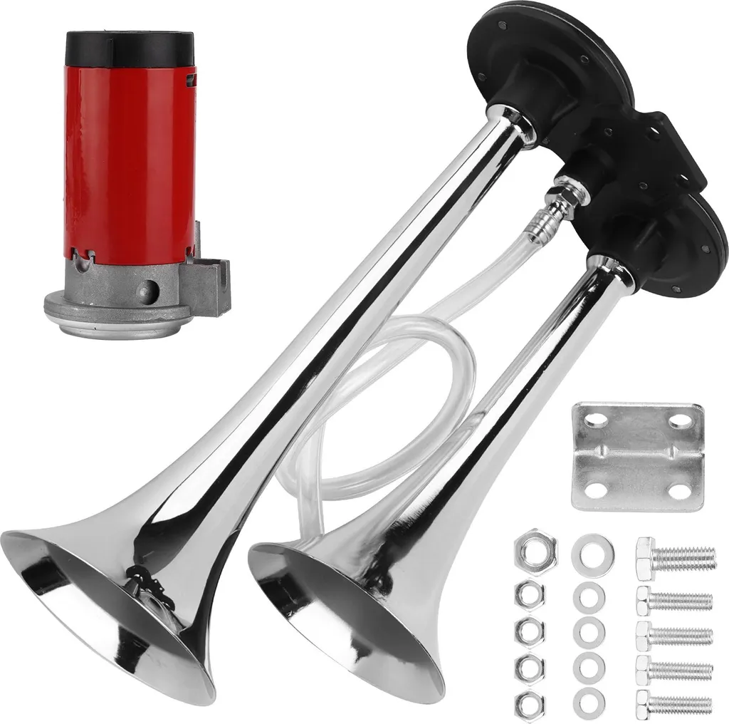 Double Klaxon Voiture 12V 150dB Chromé avec Compresseur pour SUV - 2