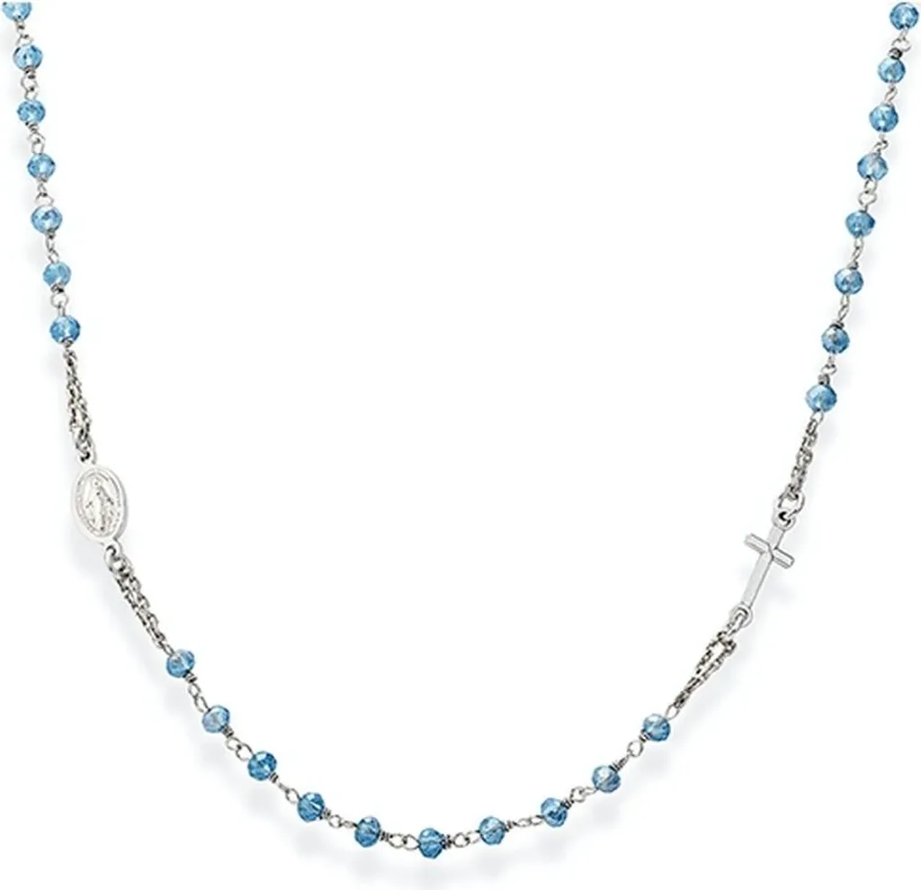 Collier Femme Amen CROBC3 en Argent 925 Rhodié avec Croix et Cristaux
