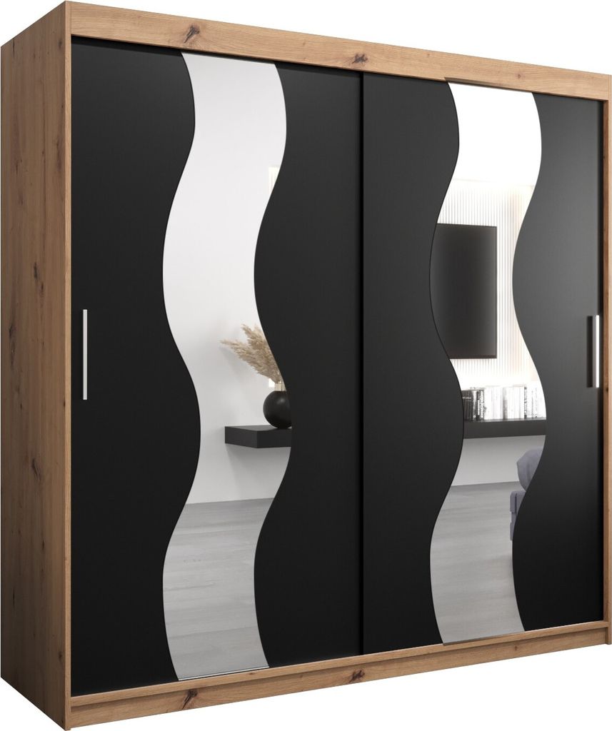 Kleiderschrank, Schiebetürenschrank Schlafzimmer, Schrank mit Spiegel SEWILLA 200 cm