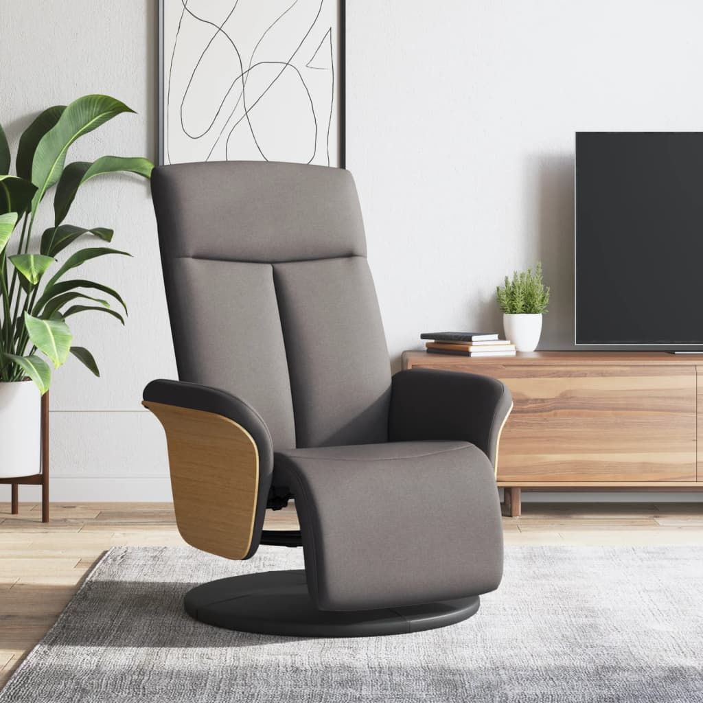 Cloris Designermöbel Relaxsessel mit Fußteil Taupe Stoff 2024 Neu