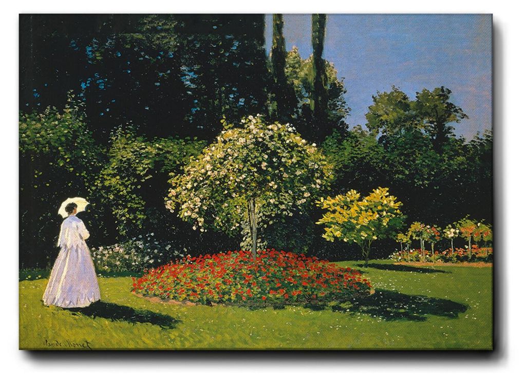 Giallobus - Frau und Garten - Claude Monet - 50L x 35B cm - Bild - Premium Loom Canvas mit hoher Dicke