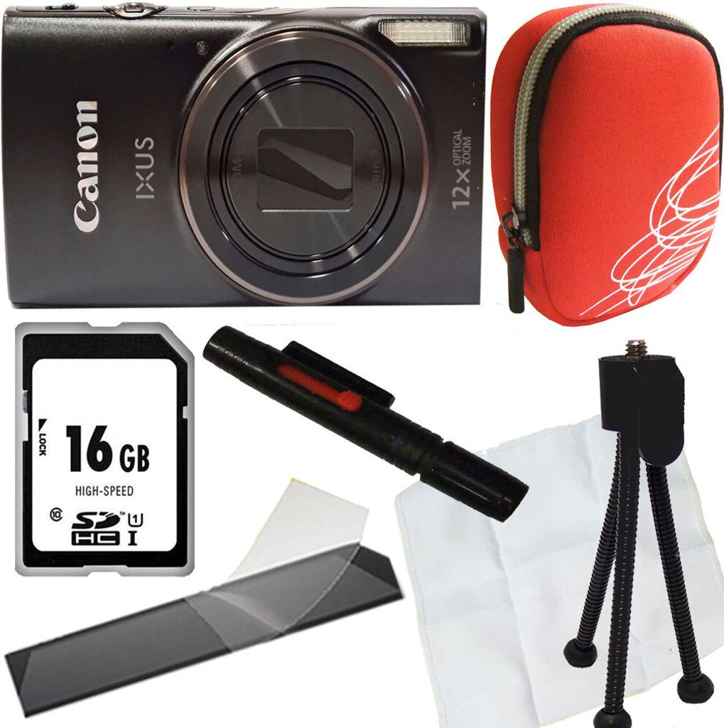 Canon Ixus 285 HS schwarz Set Angebot Tasche rot