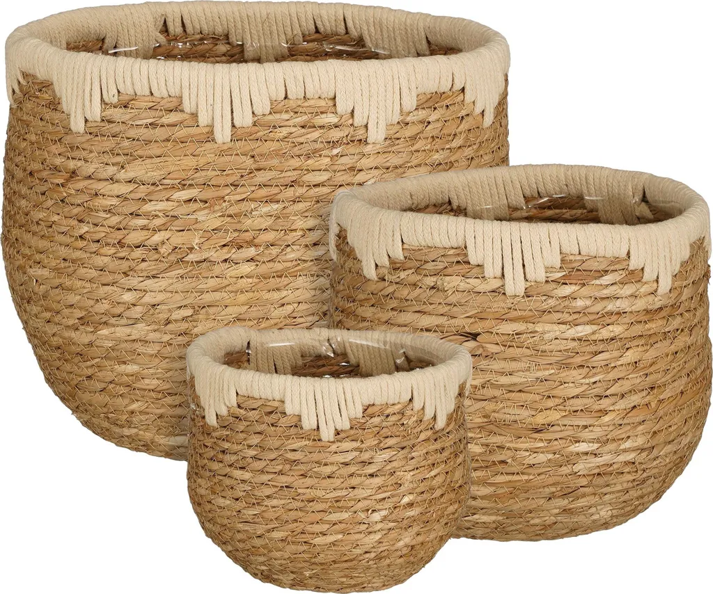 Panier à Plantes en Herbe de Mer Naturelle - Lot de 3 Cache-pots Jorck