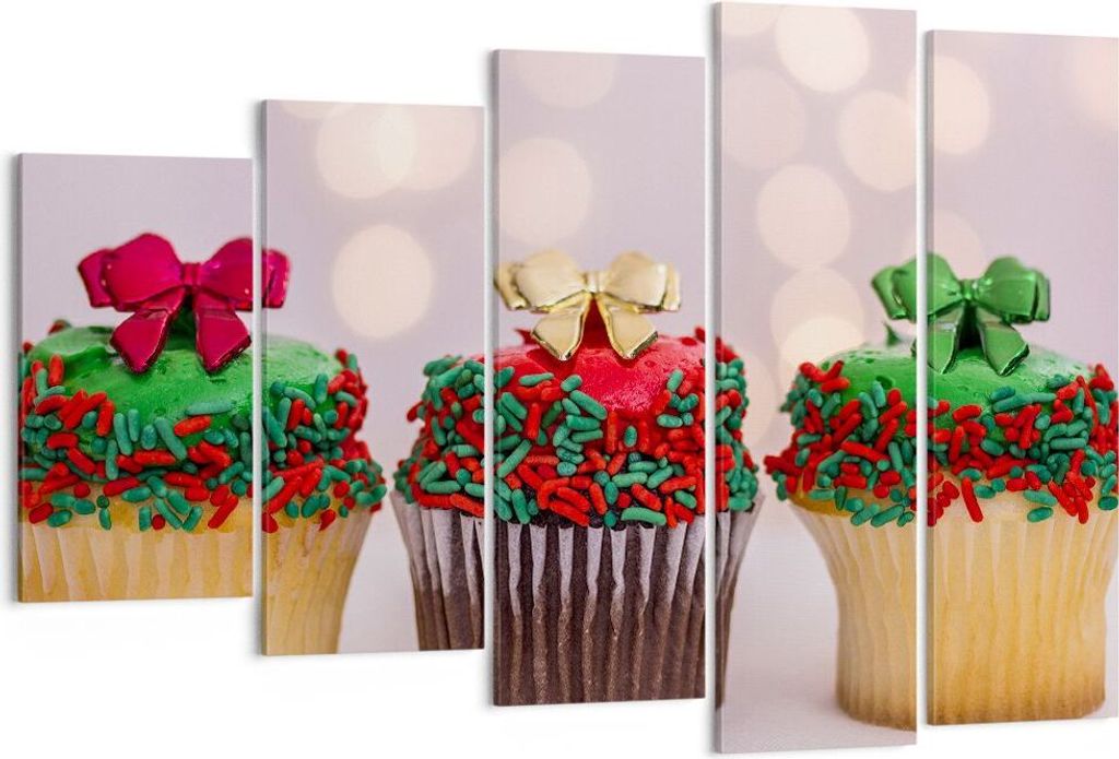 Bild auf Leinwand - Leinwandbild - Cupcakes Dessert Kuchen gebacken - 150x100cm - Wand Bild - Wanddeko - Leinwanddruck - Bilder - Kunstdruck - Lein...
