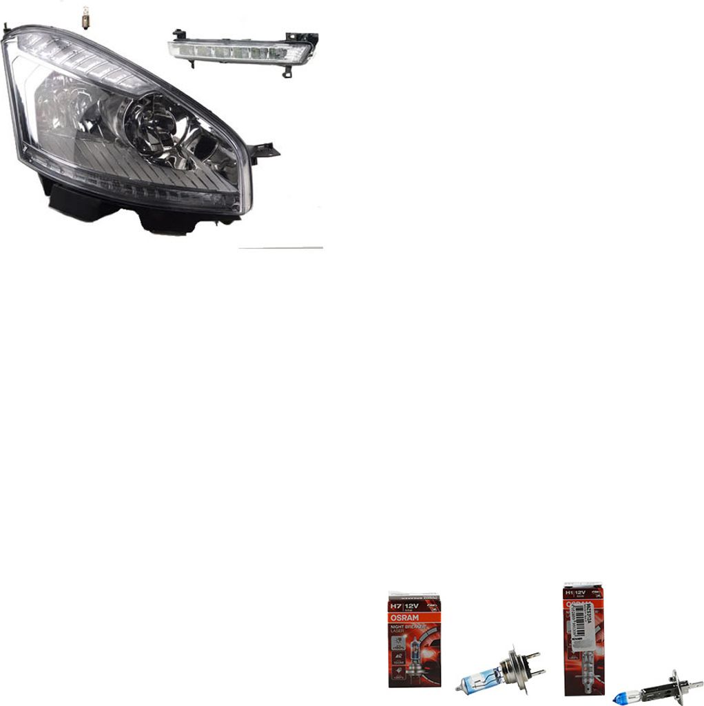 Johns, Scheinwerfer + Osram Night Breaker Laser passend für Citroen C4 Picasso 10-13 R 00006206V1 6206V1 8200074008 6202E1 00006202E1 6710027 0000...