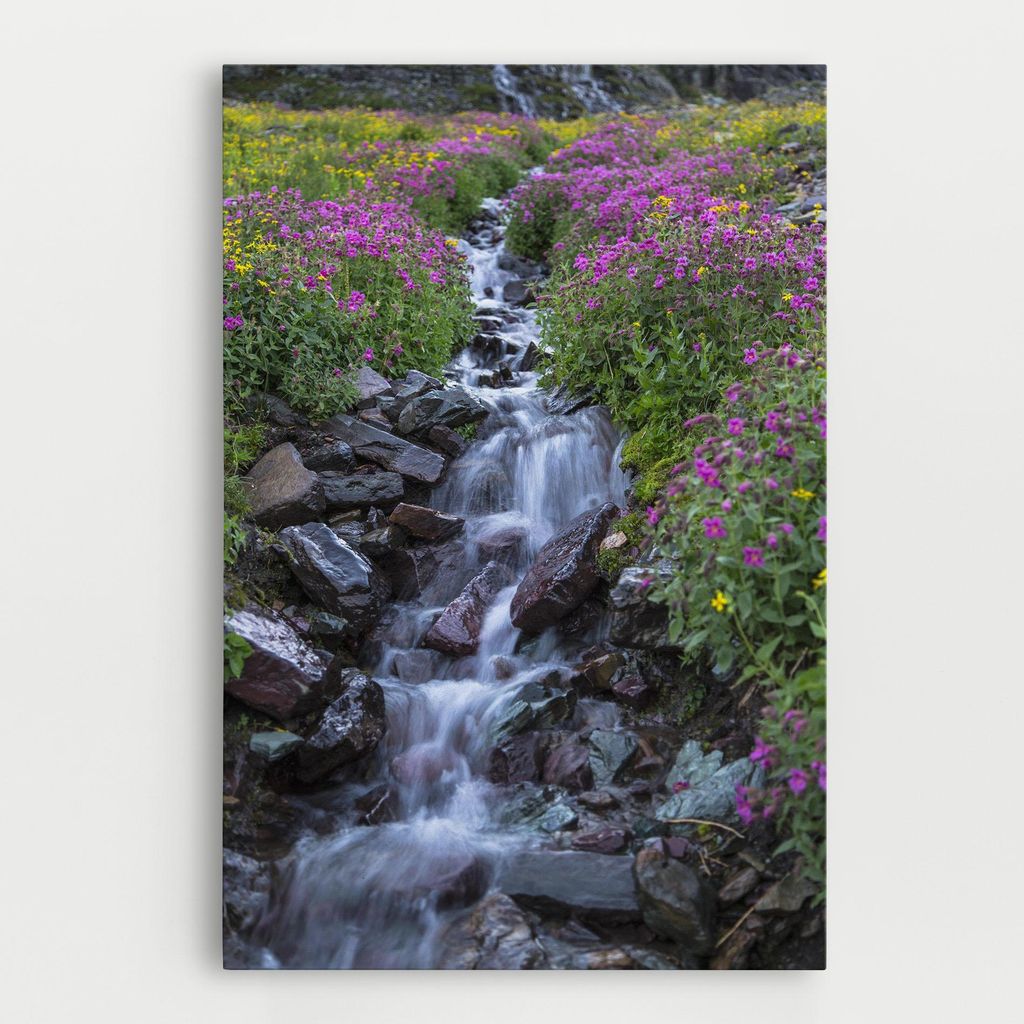ARTHUB Leinwandbild 70x100 cm, Water Falling Field | Wohnzimmerdekoration, Hängende Bilder, Wanddekoration, Heimdekoration, Landschaften, Wasser...