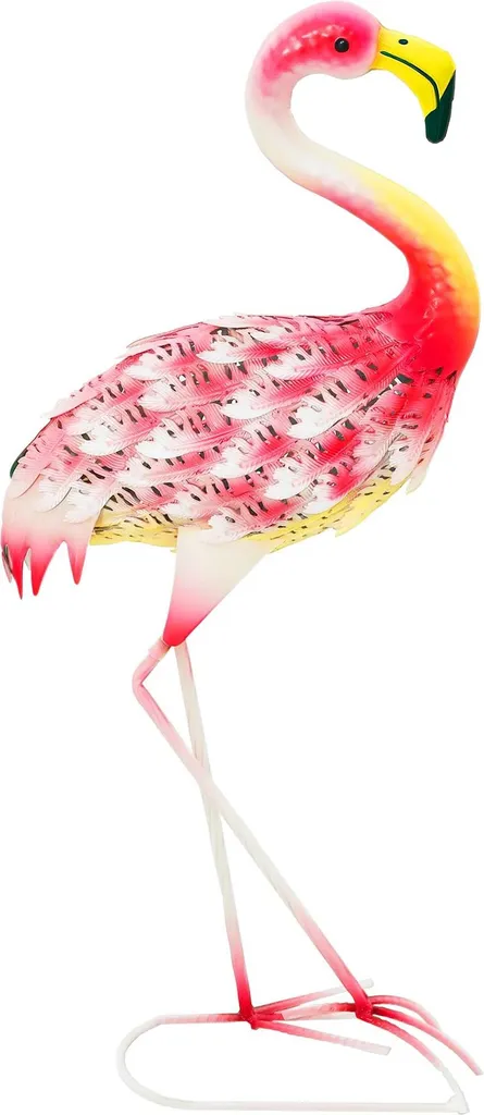 Statue de Flamant Rose en Métal Multicolore - Décor Jardin Extérieur