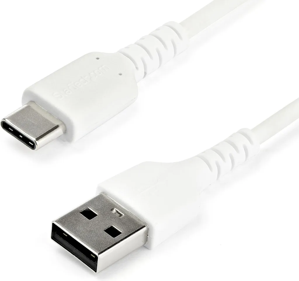 StarTech.com Cavo di Ricarica USB-A a USB-C da 2m - Resistente Cavetto USB-C di Ricarica Veloce e Sync da USB 2.0 a USB Type C 3A - Rivestimento in TPE e Fibra Aramidica M/M Bianco - Samsung S10, Ipad Pro, Pixel