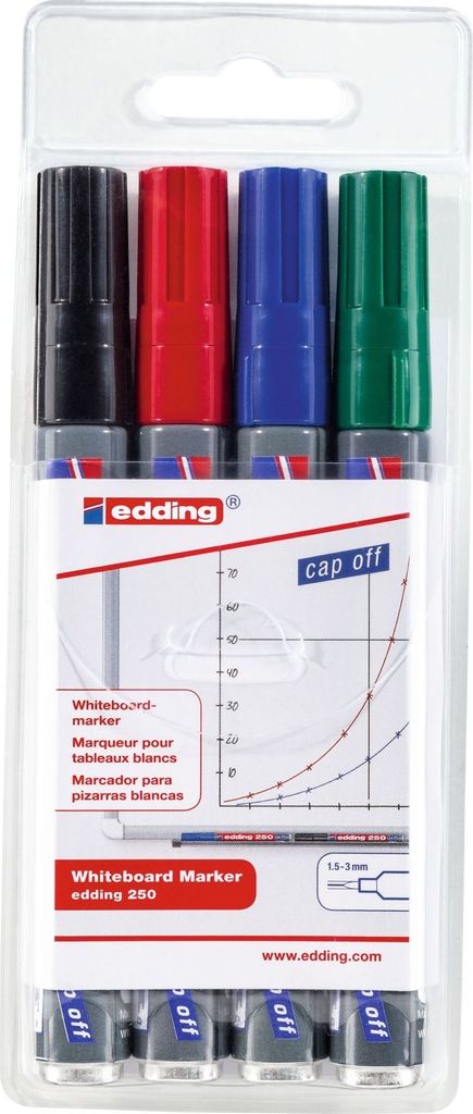 EDDING - VILTSTIFT EDDING 250 Whiteboard um 1,5-3 mm Arsch | Enui a 4 piece | 10 Stück