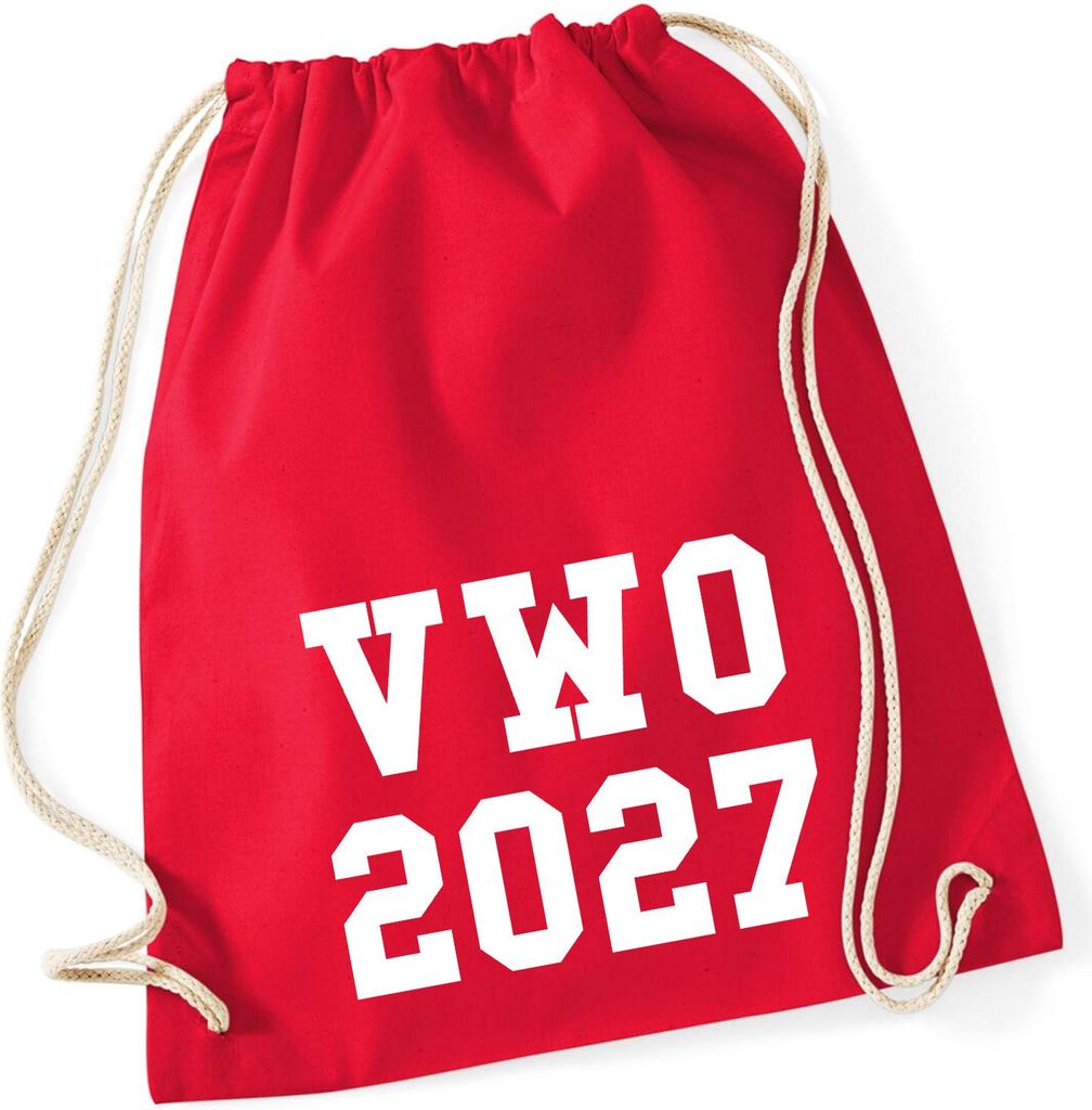 Huuraa Turnbeutel VWO 2027 Abschluss Niederlande 12 Liter Classic Red Baumwolle Rucksack Geschenkidee
