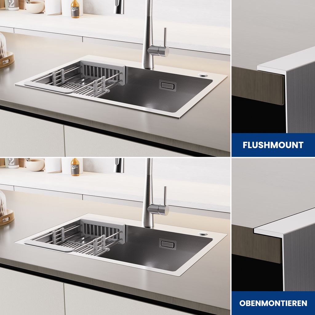 CECIPA Edelstahlspüle gebürstet Küchenspüle 60*45*18cm Produktbild 6