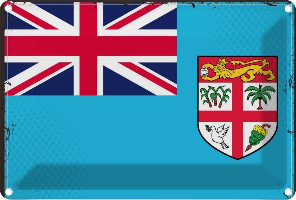 vianmo Blechschild 20x30 cm Fidschis Fiji Flagge Fahne Wappen