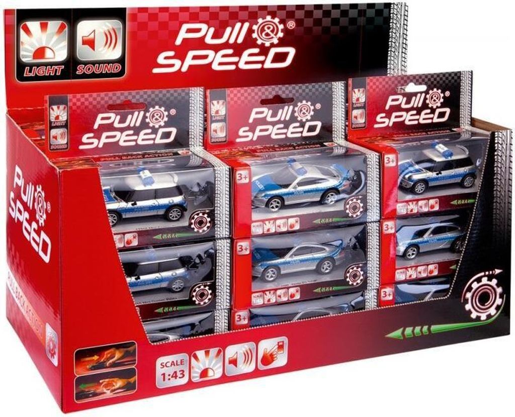 Carrera Pull&Speed Geluid- en Lichteffect Politiewagen, Productafbeelding 