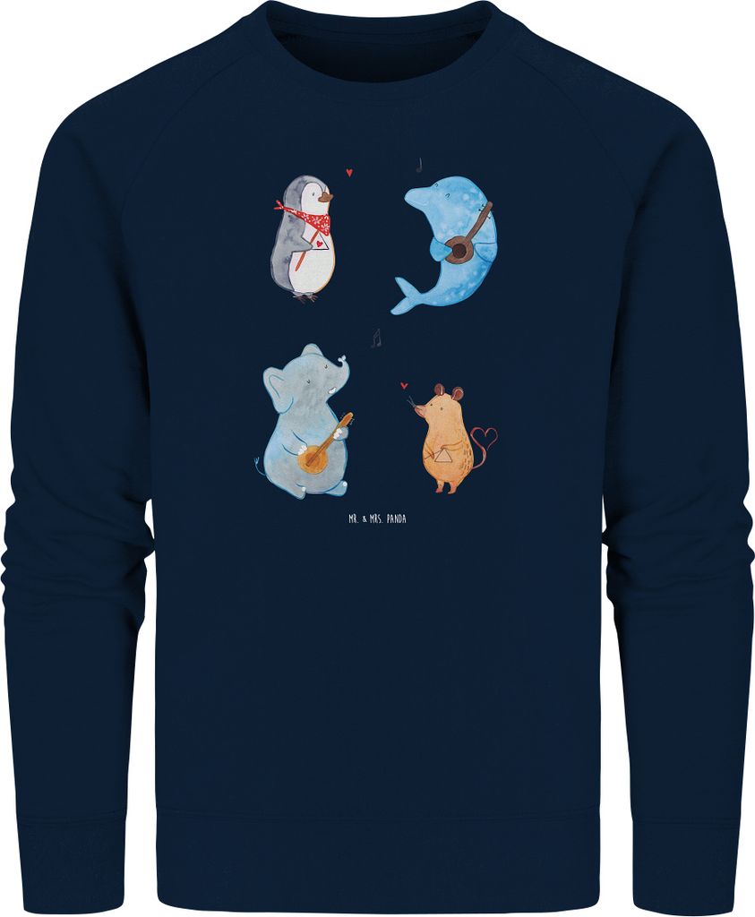 Mr. & Mrs. Panda Baumwoll Pullover Big Band Größe M - French Navy - Geschenk, Sweatshirt, Pulli, Elefant, Sweater, Triangel, Bio, Lustige Sprüch...