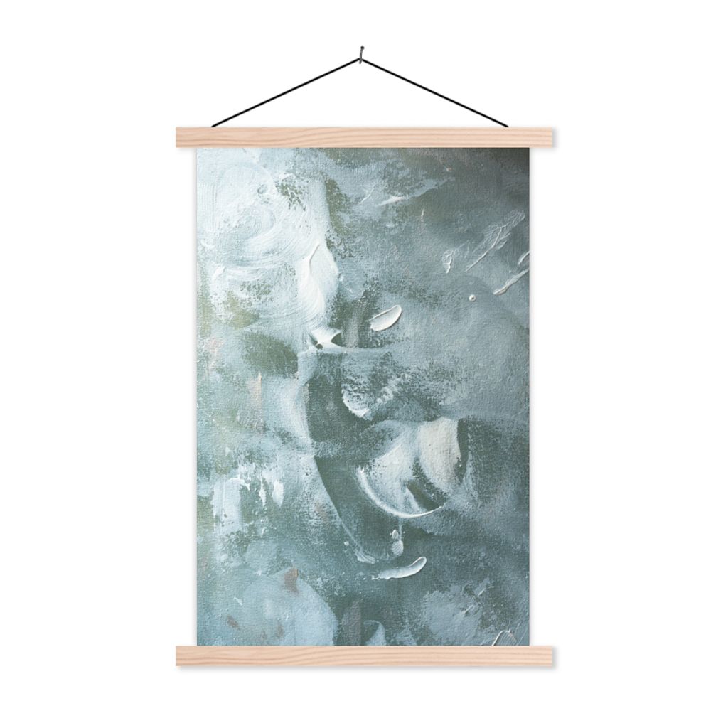 MuchoWow Textilposter Acrylfarbe - Strukturen - Abstrakt 60x90 cm mit holzfarbenen Rahmen - Textil