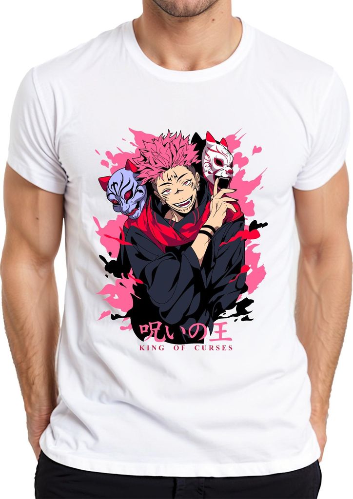 Jujutsu Kaisen Sukuna King of Curses Anime Ästhetik Geschenk Manga Herren T-Shirt, Weiß, M