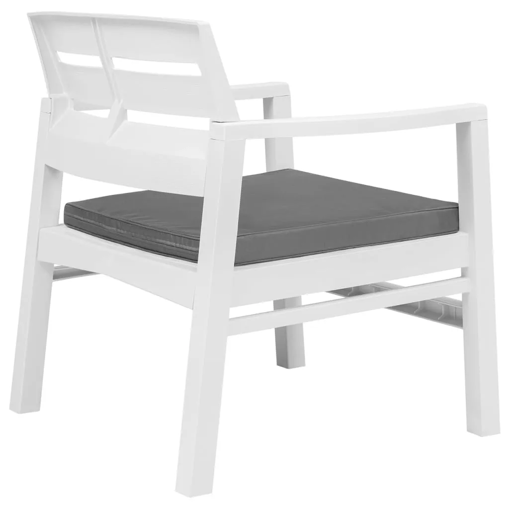 Salon de balcon vidaXL 3 pièces en plastique blanc - Ensemble table chaises - 4