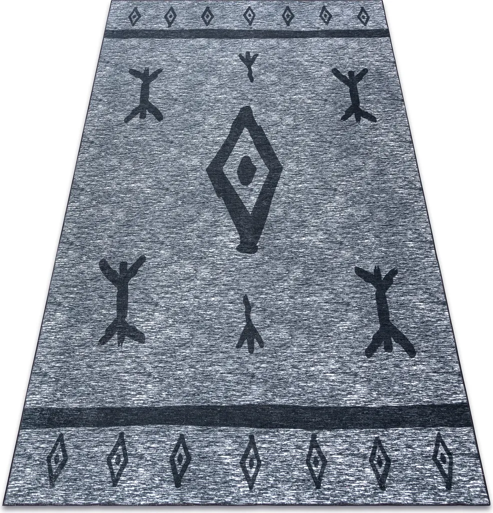 Tapis Gris Lavable ANTIKA 119 : La Solution Déco Aztèque Facile 80x150