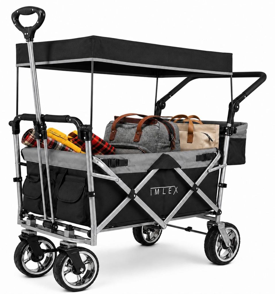 IMLEX Bollerwagen faltbar mit Dach IM-4268 Schwarz | Hohe Produktbild  KI-generiertes Bild