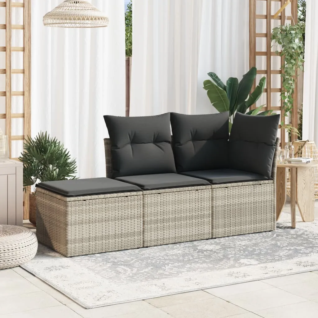 Sgabello da giardino con cuscino grigio chiaro 55x55x37 cm in poly rattan - 3