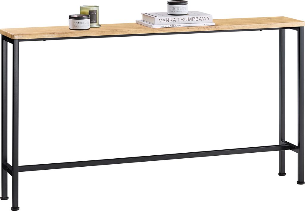 SoBuy FSB19-E Vintage Konsolentisch Metall Flurtisch Dekotisch Sideboard Beistelltisch BHT ca. 120x65x20cm Natur & Schwarz