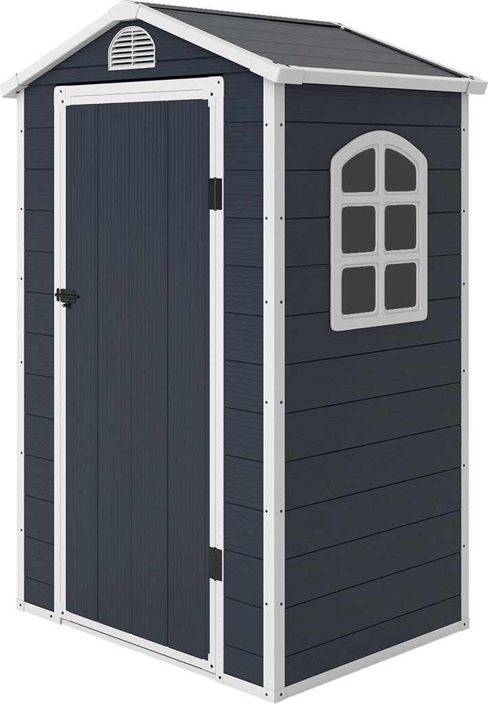 Gerätehaus Kunststoff 1,9m² 134x104x204cm Geräteschuppen mit Satteldach Tür wetterfest Gartenhaus Outdoor Garten Schuppen Schrank für Hinterho...