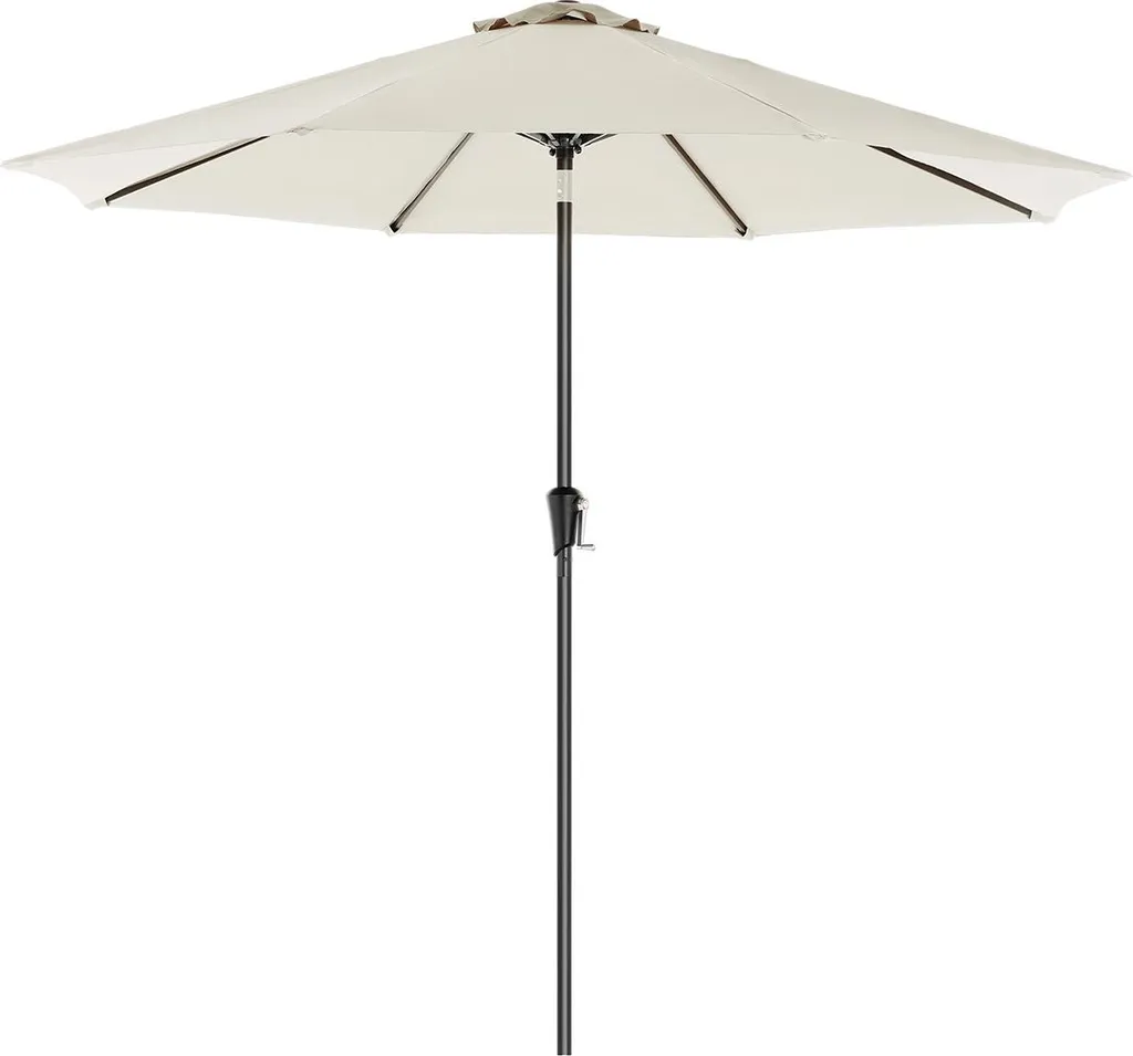 Parasol Beige Ø 270 cm Inclinable avec Manivelle - Structure Renforcée
