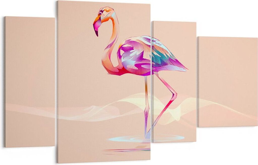 Bild auf Leinwand - Leinwandbild - Flamingo Vogel Wasser - 120x70cm - Wand Bild - Wanddeko - Leinwanddruck - Bilder - Kunstdruck - Wanddekoration -...