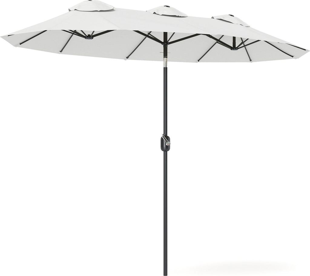 Sonnenschirm für die Terrasse, neigbar, Handkurbel, 295 x 152 cm, Creme