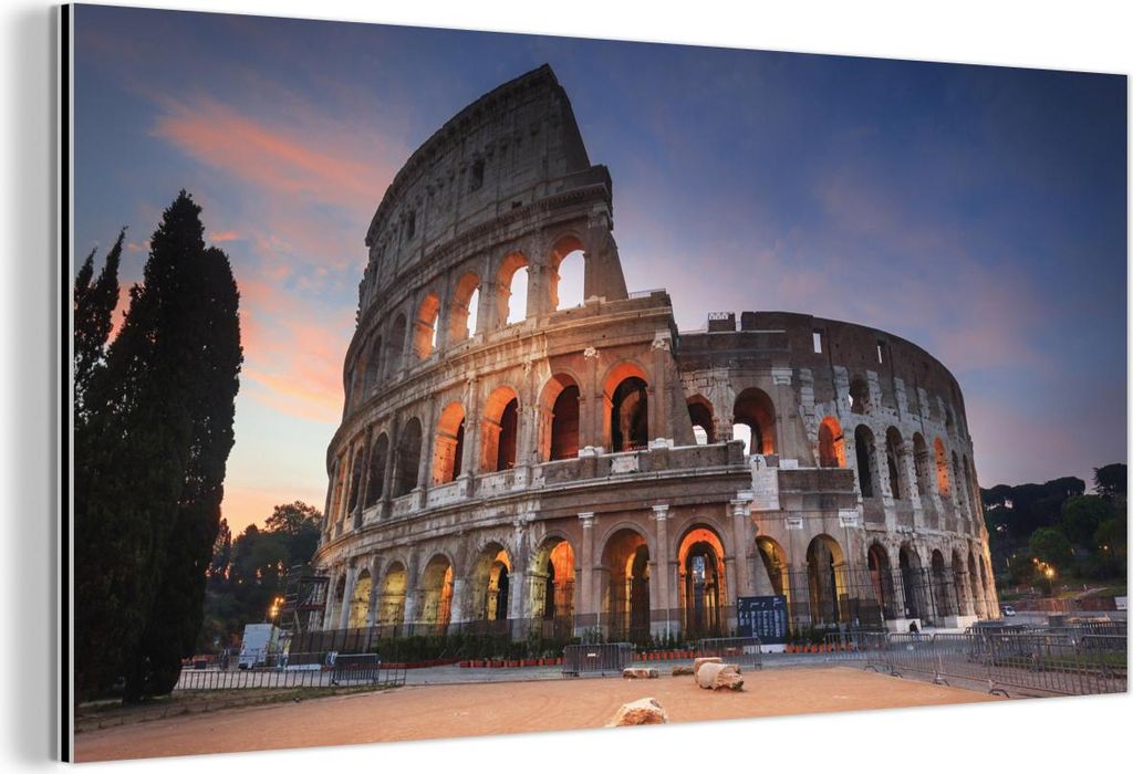 MuchoWow Wanddekoration Metall Metallbild Wandkunst 40x20 cm Italien - Rom - Kolosseum MuchoWow Aluminium Gemälde - Bild - Aluminium