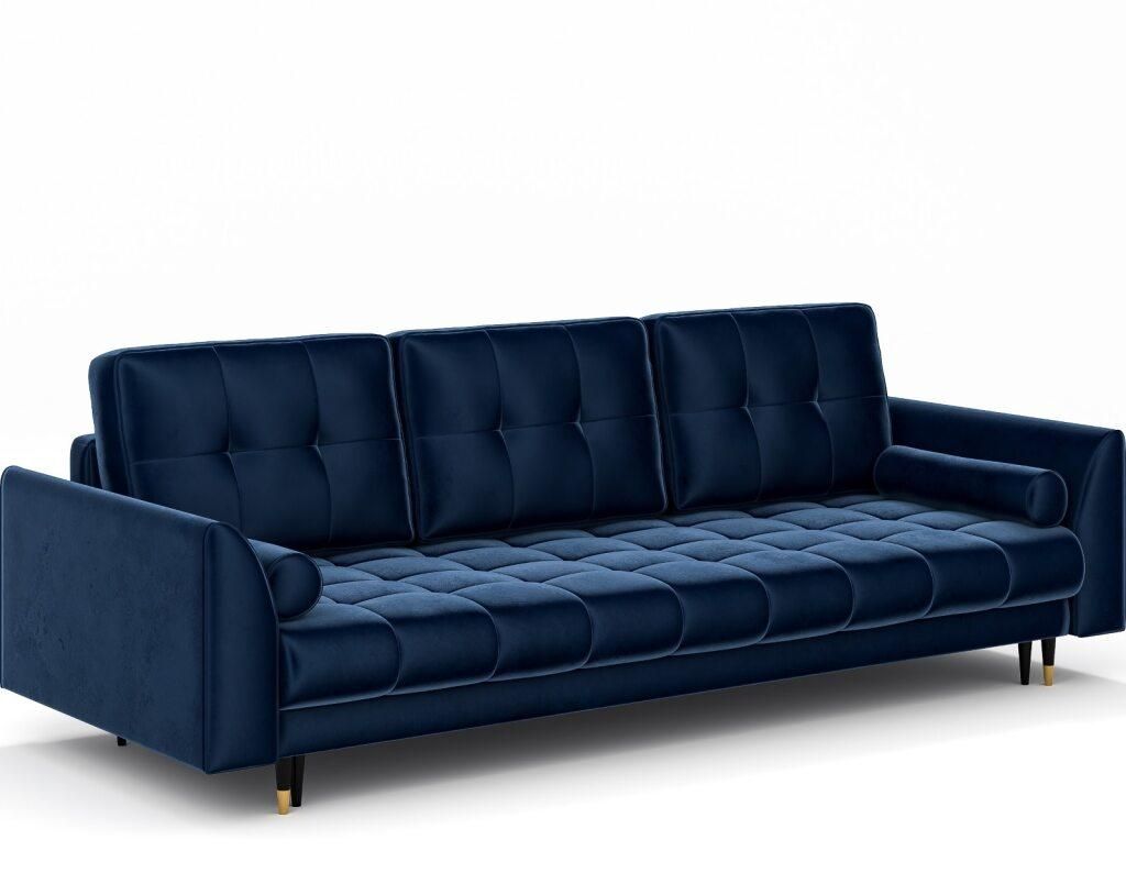 Sofa mit Schlaffunktion und Bettkaste Couch Dunkelblau Candy Riviera 81