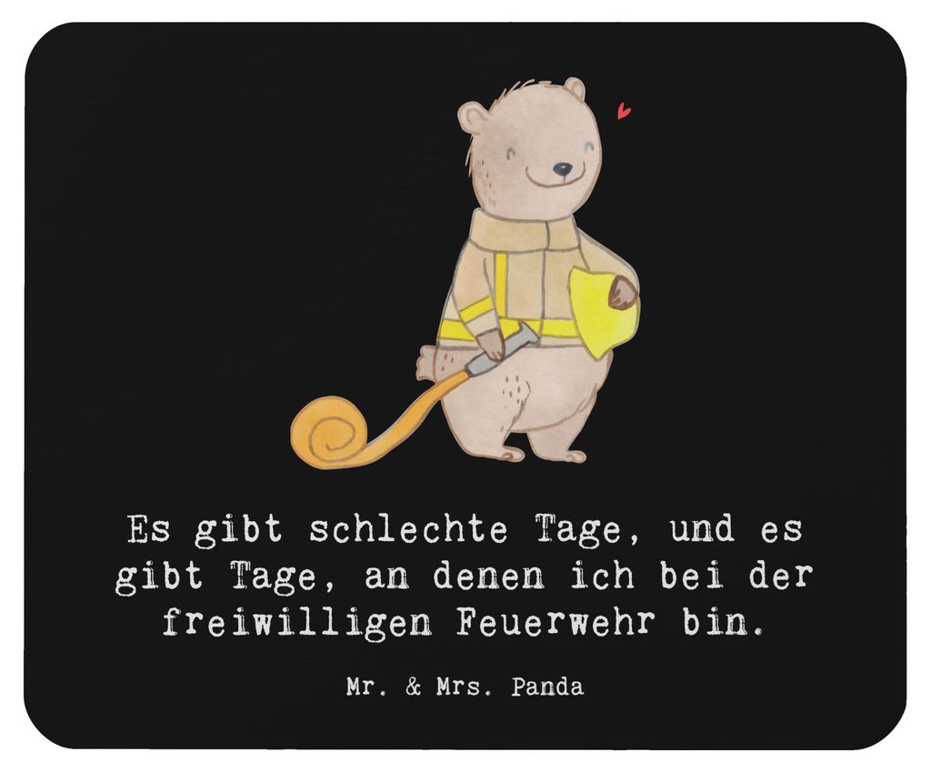 Mr. & Mrs. Panda Mauspad Bär Freiwillige Feuerwehr - Schwarz - Geschenk, Mouse Pad, Feuerwehrfest, mousematte, laptop, Feuerwehrmannschaft, Feuerw...