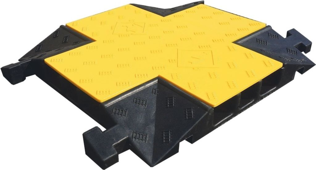 PROREGAL Kreuzungselement für Kabelbrücke BIG mit 3 Kanälen aus Hartgummimischung | Kabel-Ø 2x65mm & 1x55mm | HxBxT 7,5x74x59,7cm | LKW geeigne...