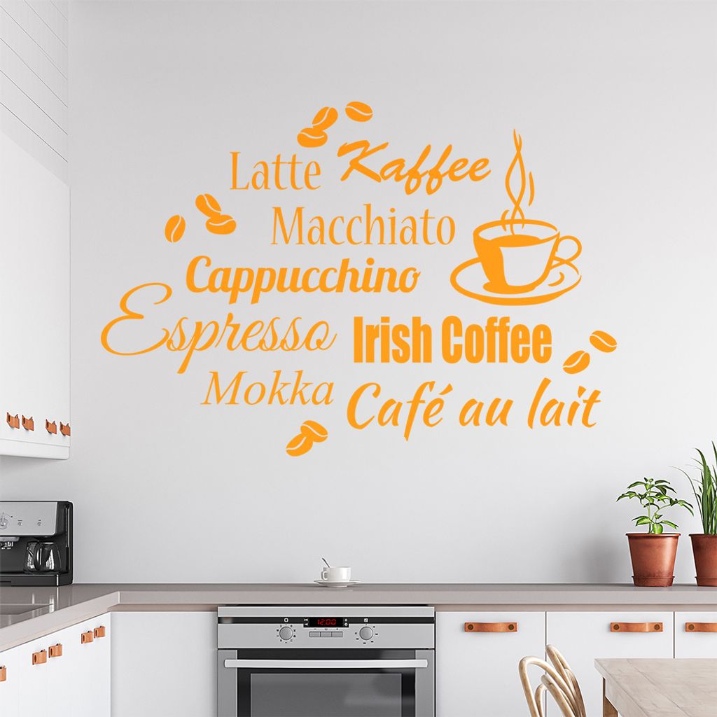 Wandtattoo Kaffee Nr. 3 Wandtattoo in 6 Größen - Wandaufkleber Wall Sticker - Dekoration, Küche, Wohnzimmer, Schlafzimmer, Badezimmer
