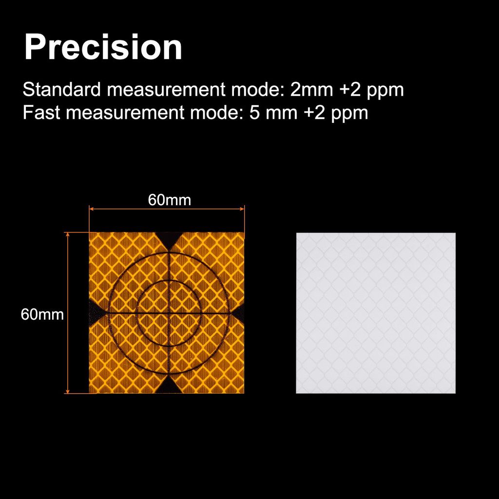 100 Stš¹ck TotalStation Reflektor 60x60mm Selbstklebende Reflektierende Folie Vermessungszielmarken fš¹r Totalstationen, Gelb.