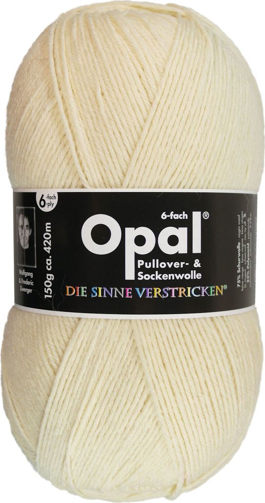 Opal Sockenwolle uni 6-fädig, 150g/420m, 75% Schurwolle/25% Polyamid 5300 natur
