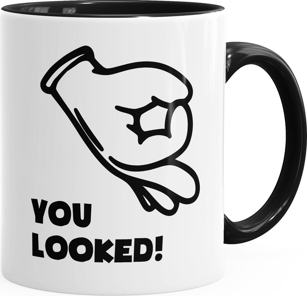Kaffee-Tasse Comic Hand Look Hole Game Kaffeetasse Teetasse Keramiktasse MoonWorks schwarz unisize