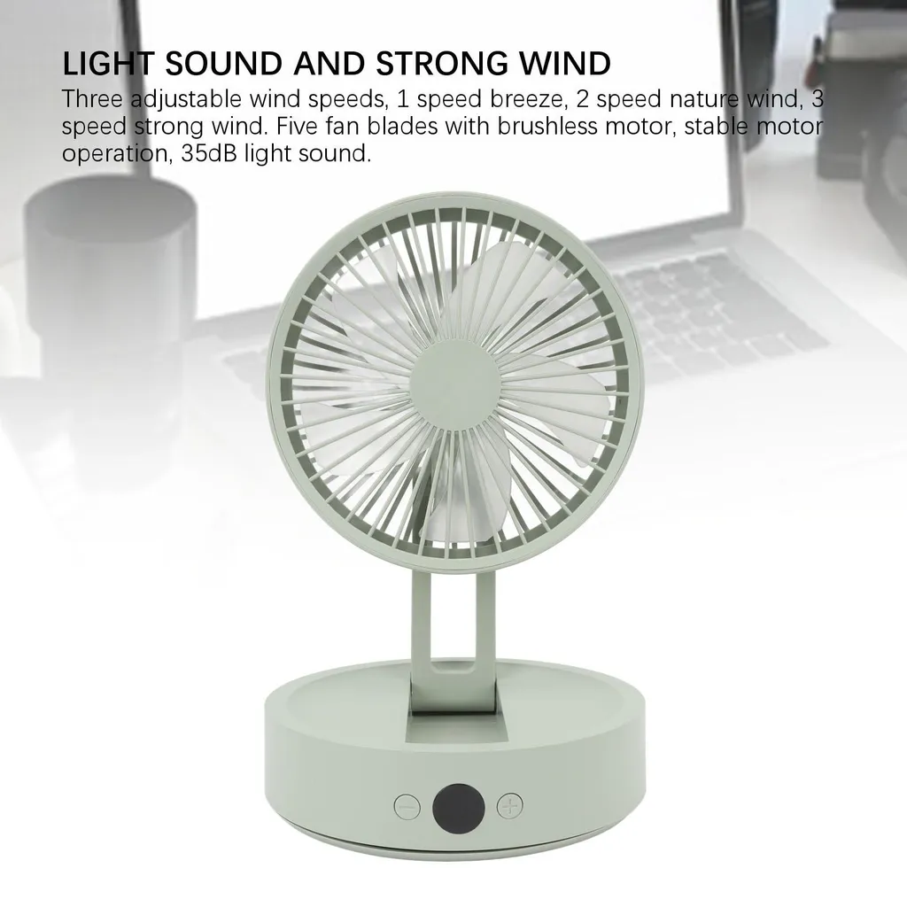 Ventilateur de bureau pliable avec écran numérique et télécommande USB - 3