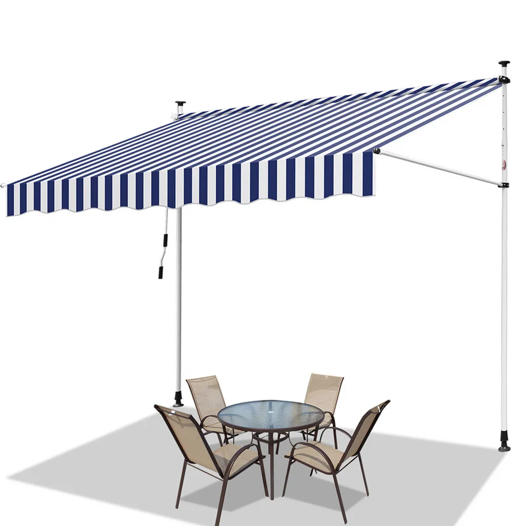 Tenda da sole Jopassy Tenda da sole senza foratura Tenda da sole per balcone regolabile in altezza Tenda da sole per balcone 300 cm Bianco Blu