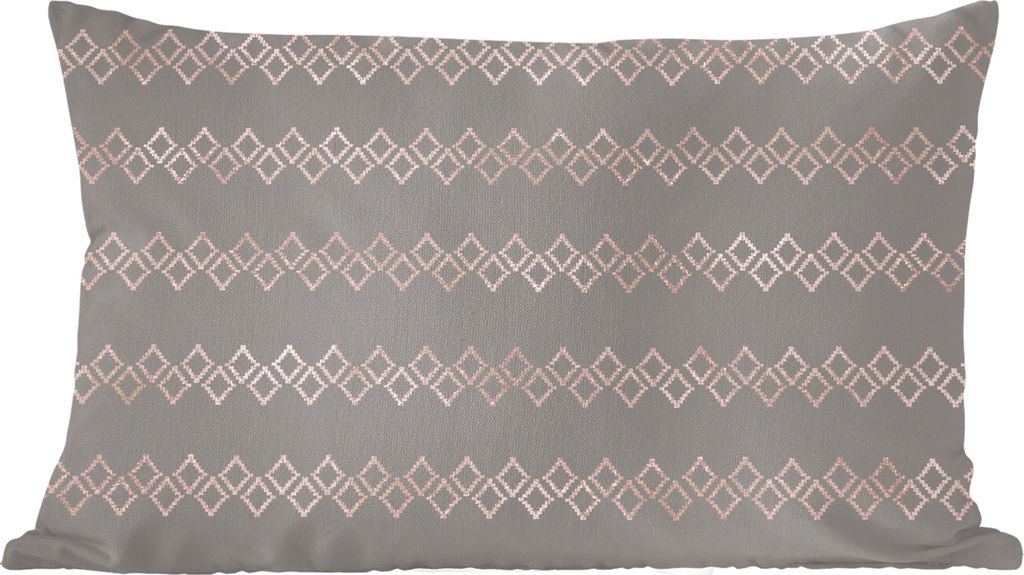 MuchoWow Zierkissen Sofakissen Wohnzimmer Dekokissen 50x30 cm Muster - Grau - Rosa - Luxus - Wohnzimmerdekoration - Polster mit Photo