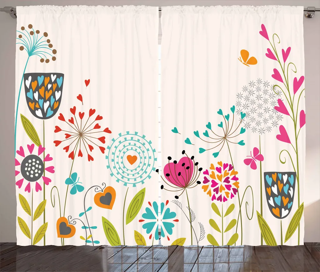 Coppia Tende ABAKUHAUS Fiori Rustici 280x245 cm per Soggiorno