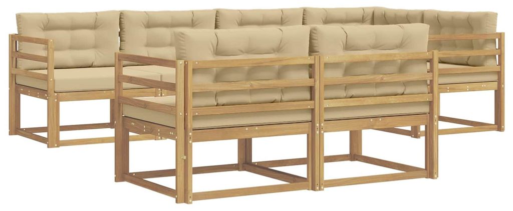 vidaXL Outdoor-Sofagarnitur mit Kissen 6 pcs Weiß und Beige Polyester