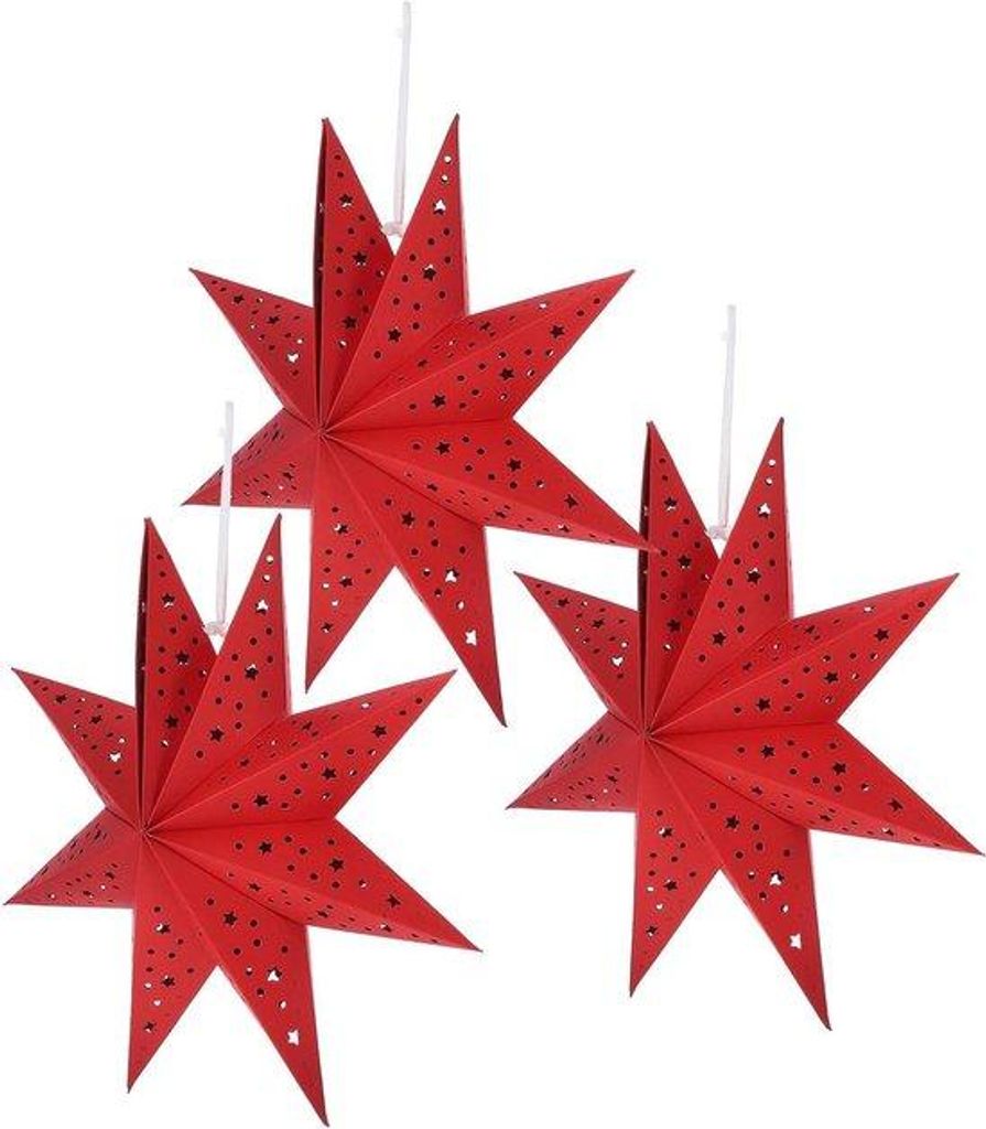 Papieren Kerststerlantaarns für Festliche Dekoration - hangende 3D Lichterketten mit Sternenlichteffekt