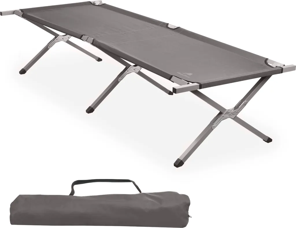 CampFeuer Lit de Camp XXL Pliant 210 x 82 cm Gris Charge Max 200kg