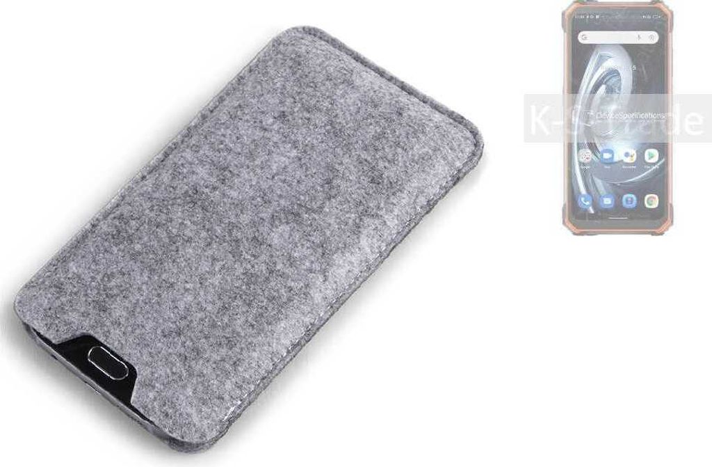 K-S-Trade Filz Handyhülle kompatibel mit Blackview BV7100 Schutzhülle Filztasche Filz Tasche Case Sleeve Handy Hülle Filzhülle grau