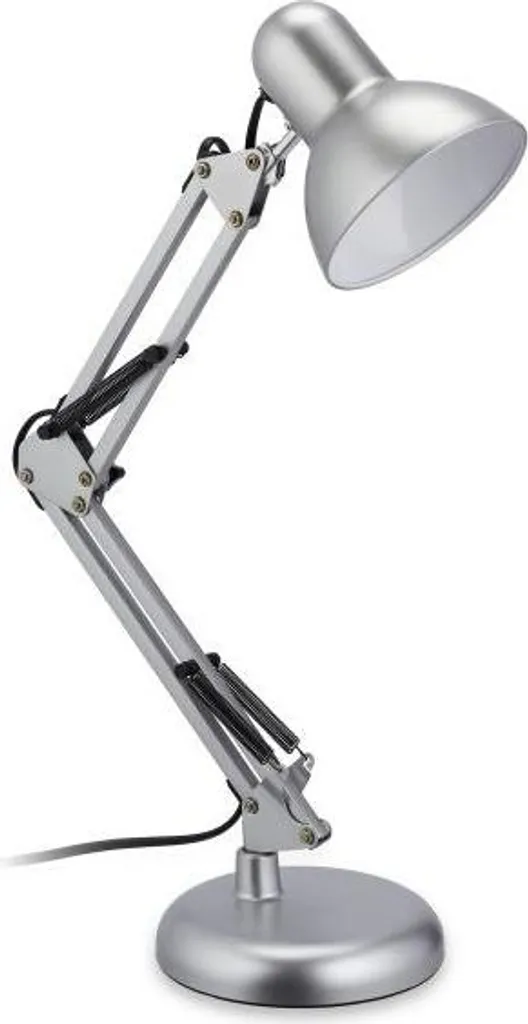 Lampe de bureau rétro argent métallique - Luminaire de travail vintage