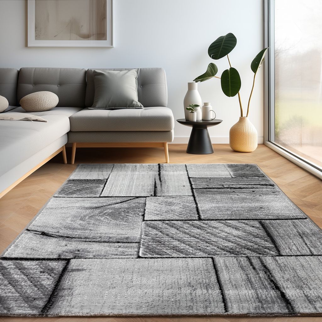 Moderner Designteppich mit dynamischem Schwungmuster - stilvoll und ausdrucksstark, Größe: 80 x 150 cm, Farbe: Schwarz-5