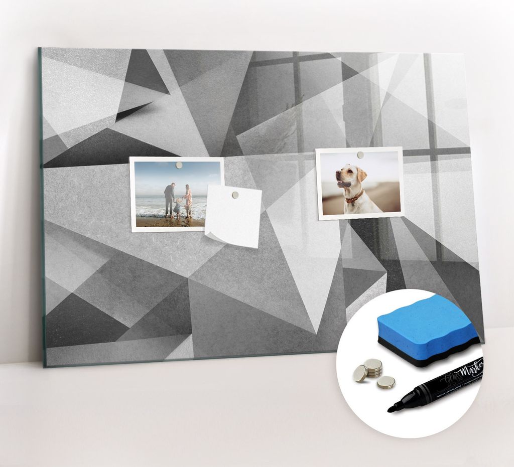 Magnetpinnwand Memoboard - Zubehörsatz - Schwarzer Marker + Schwamm + Magnete - 60 x 40 cm - 3D-Abstraktion